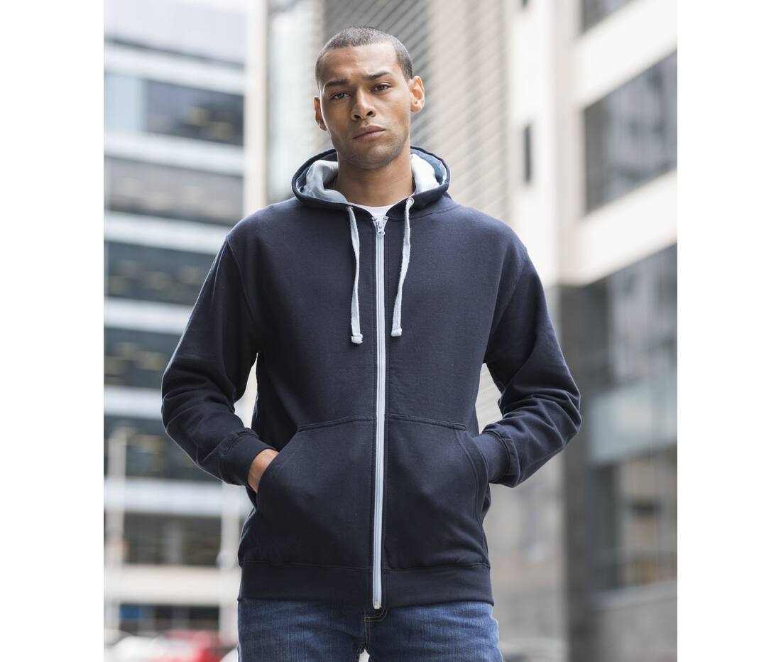 Sudadera con capucha y cremallera en contraste - JH053