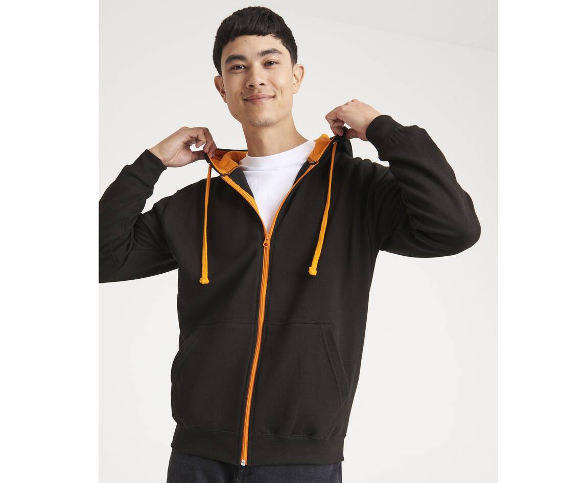 Sudadera con capucha y cremallera en contraste - JH053