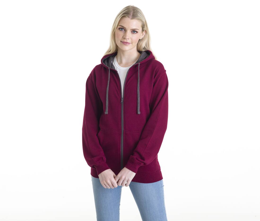 Sudadera con capucha y cremallera en contraste - JH053