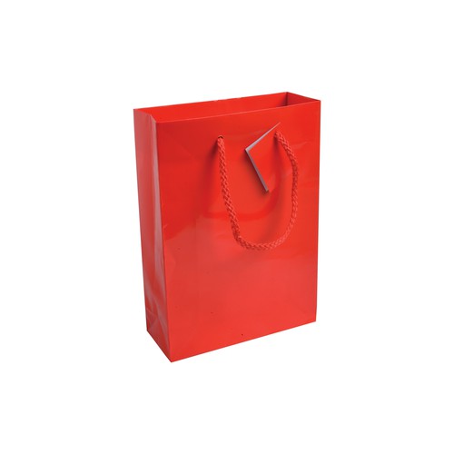 BOLSA CUERDA de PAPEL LAMINADO BRILLANTE (157gr) 18X25X7cm.