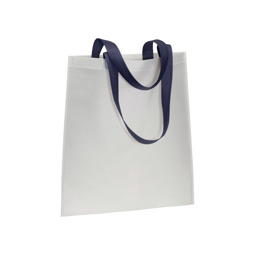 BOLSA BLANCA CON ASA LARGA DE COLOR de TNT TERMOSELLADO (70gr) 38X42cm.