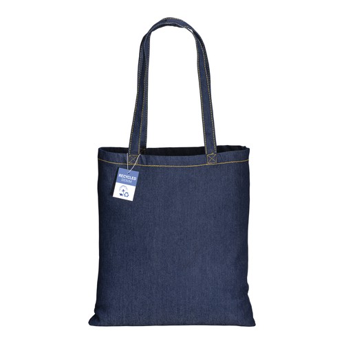 Bolsa de tela vaquera reciclada de algodón, 180 g/m2, asas largas