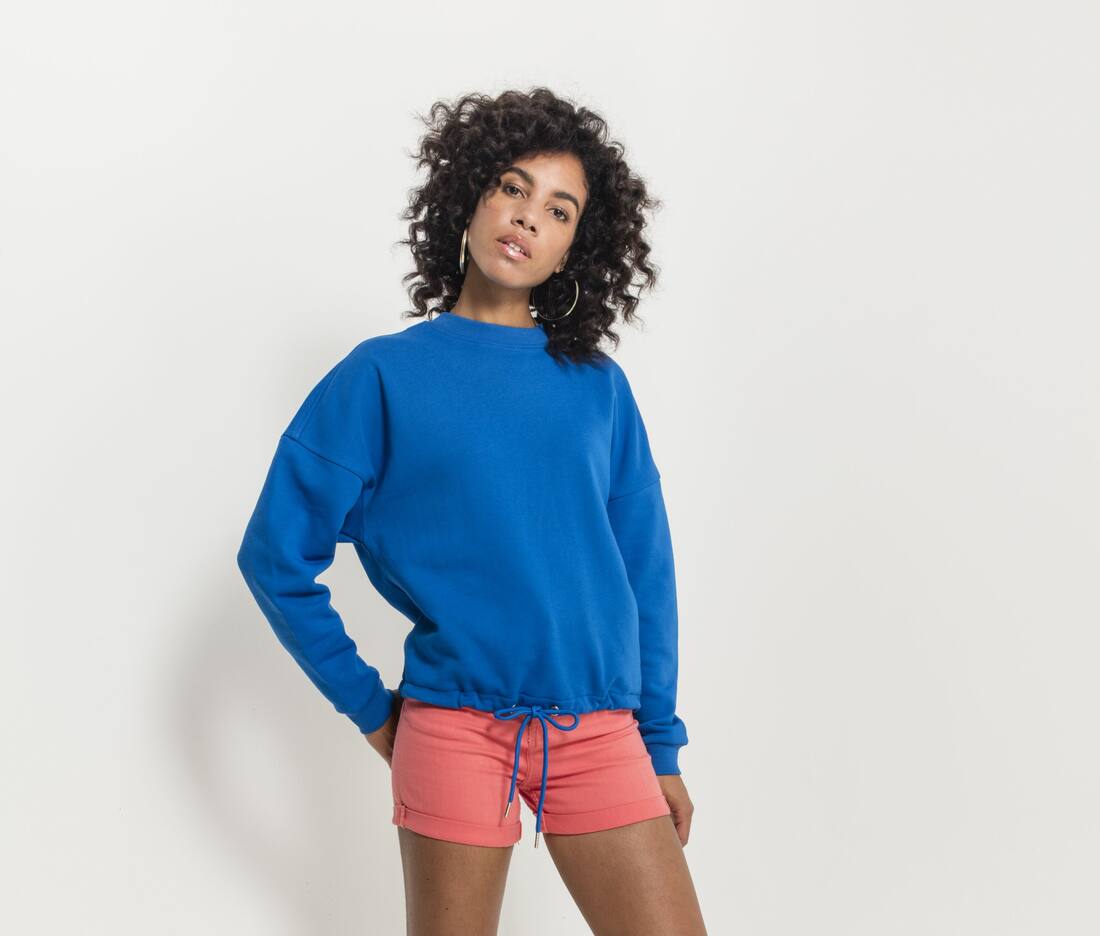 Sudadera oversize de cuello redondo para mujer - BY058