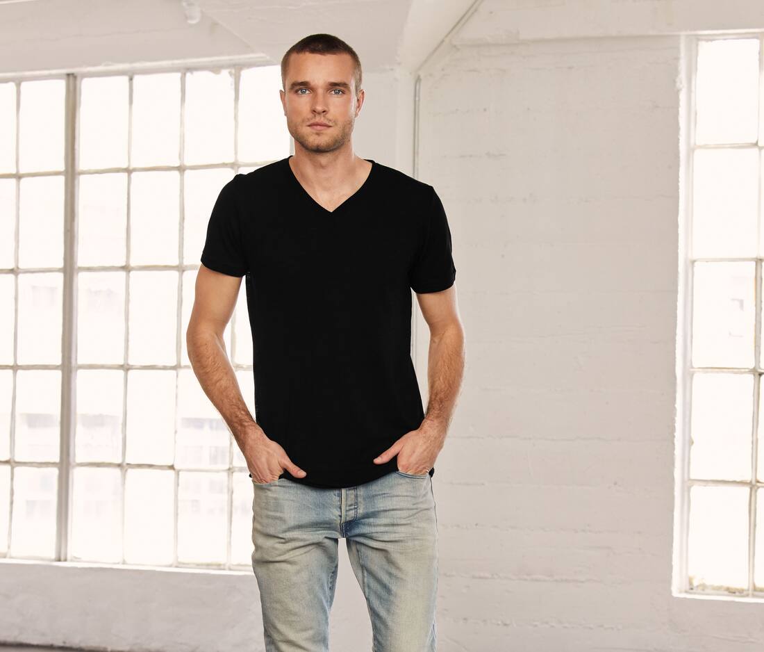 Camiseta cuello V unisex de punto simple - B3005 (136.06)