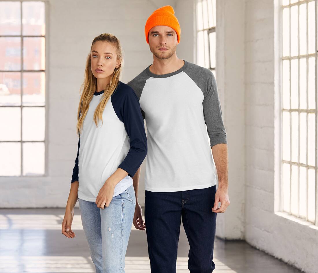 Camiseta Baseball manga 3/4 unisex - B3200 (163.06)