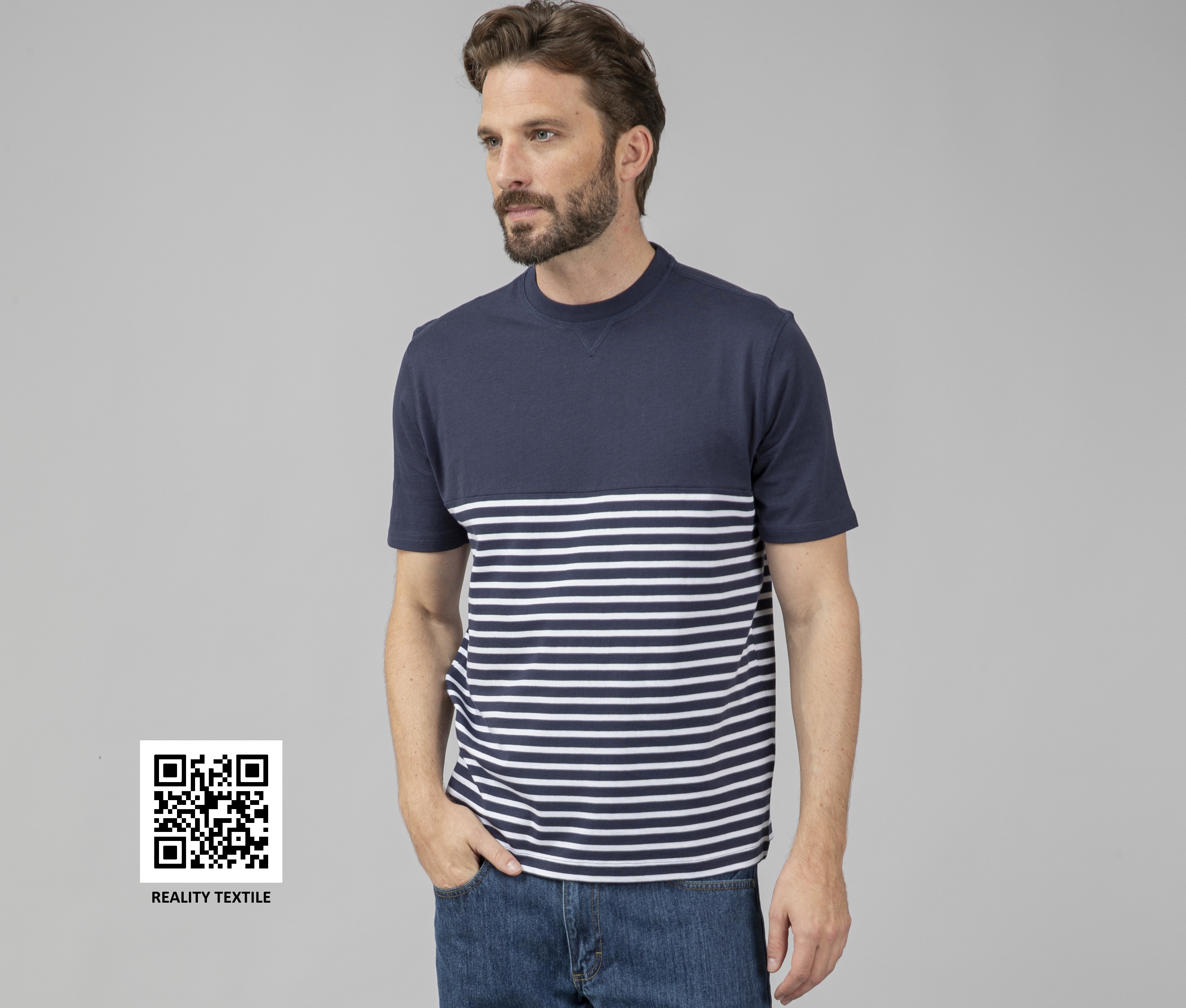 Camiseta marinera de manga corta en algodón orgánico " MARINA" - PK200