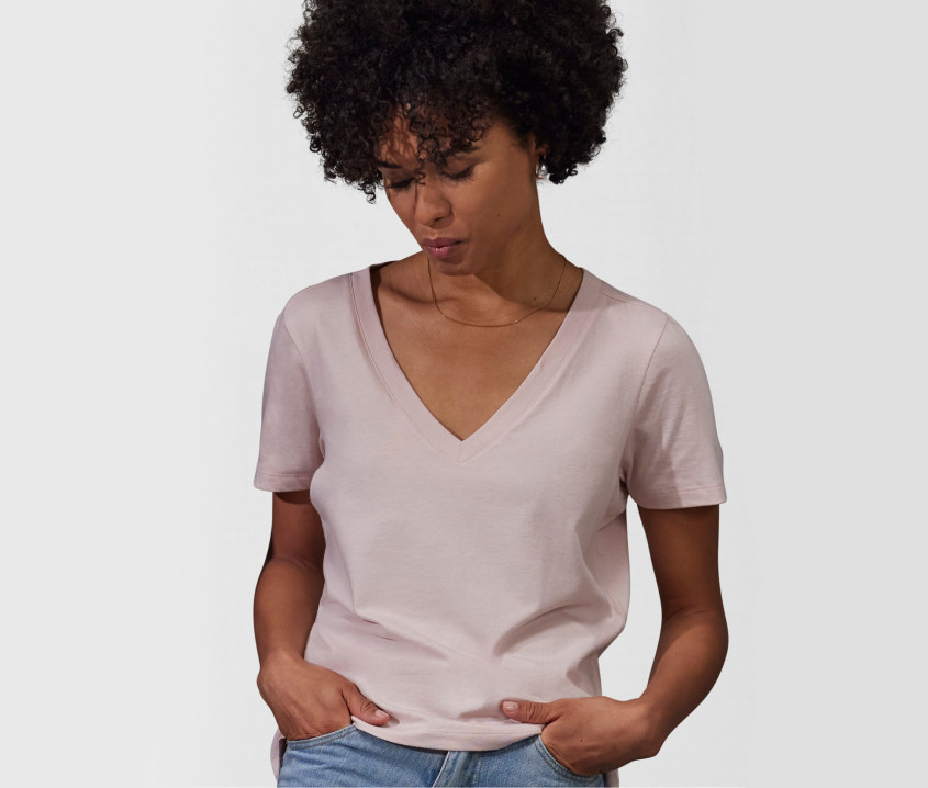 Camiseta con Cuello en V de Mujer #E150 - TW001 (040.42)