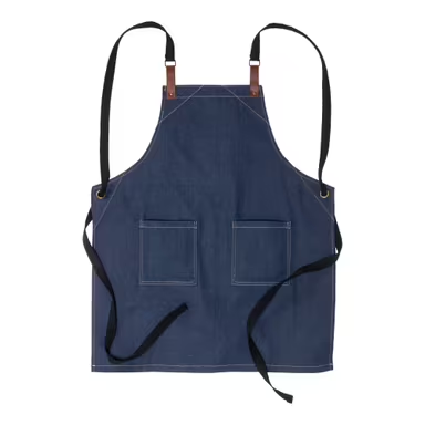 Delantal de cocina ajustable en algodón vaquero denim con 2 bolsillos delan