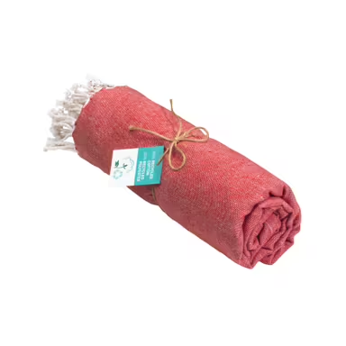 Toalla de playa/pareo de algodón reciclado de 180 g/m² con flecos, med