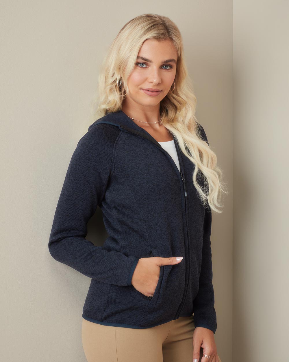 Lux Hooded Knit Fleece Jacket