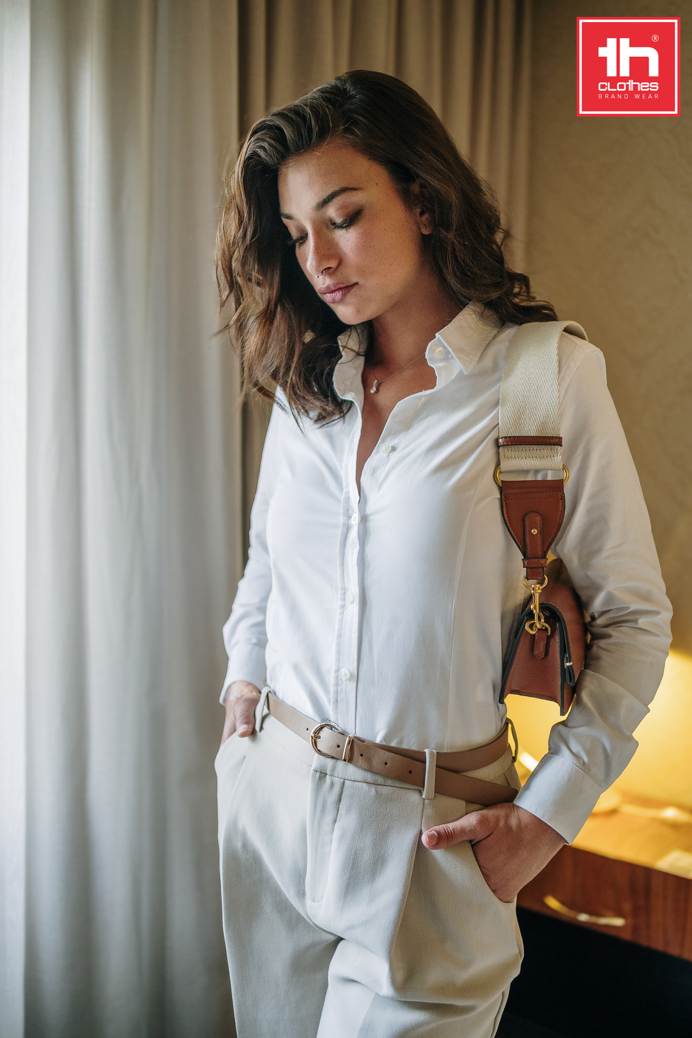 TOKYO WOMEN - Camisa Oxford de manga larga para mujer