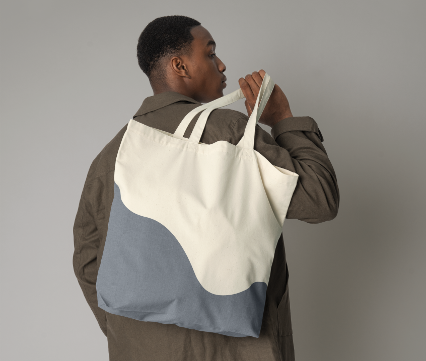 Tote de Algodón Orgánico Wave Print Maxi - W235 (947.28)