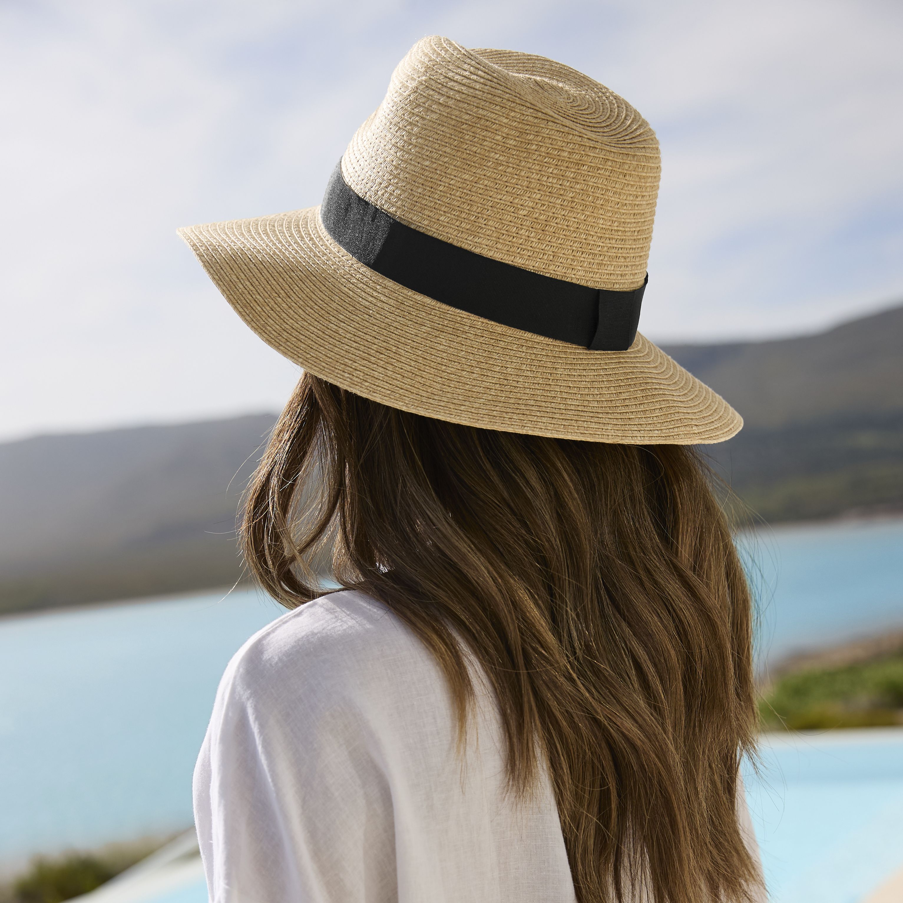 Sombrero de papel trenzado que imita la paja - B725