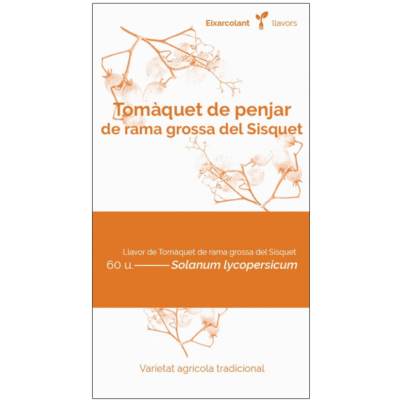 COL·LECTIU EIXARCOLANT. TOMÀQUET DE PENJAR DE RAMA GROSSA DEL SISQUET (SOLANUM LYCOPERSICUM). LLAVORS DE VARIETATS AGRÍCOLES TRADICIONALS