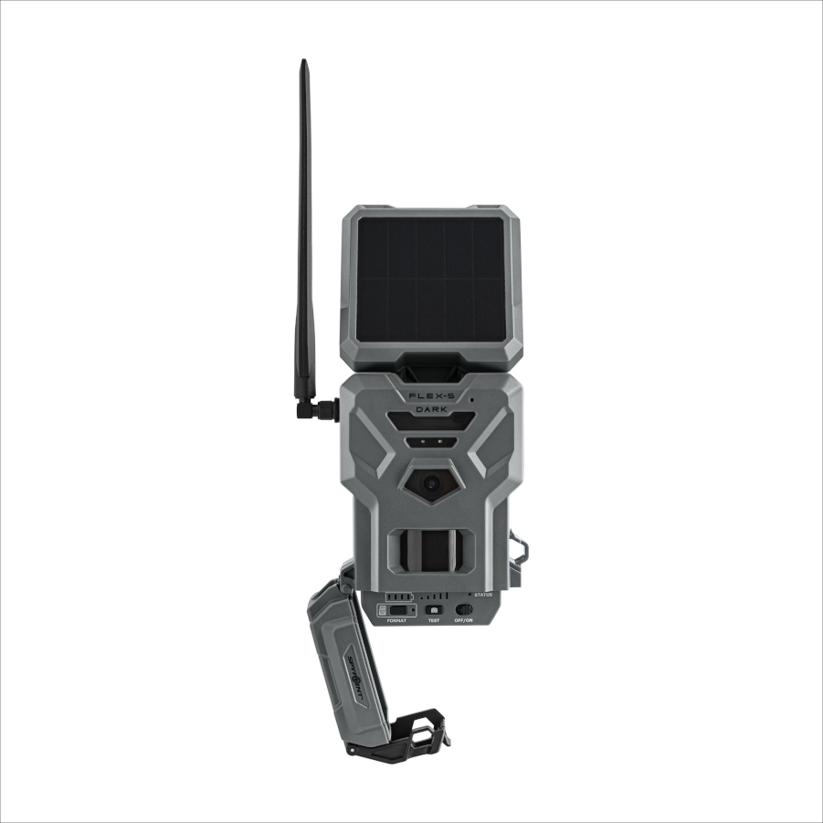 CÁMARA DE TRAMPEO SPYPOINT FLEX S DARK 40 MP CON PANEL SOLAR INTEGRADO, LED NEGROS DE LUZ INFRARROJA INVISIBLE Y TRANSMISIÓN DE FOTO Y VÍDEO VÍA 4G 3