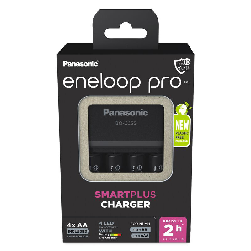 PACK ENELOOP CARGADOR BQ-CC55E Y 4 BATERÍAS ENELOOP PRO AA (2500mAh)
 1