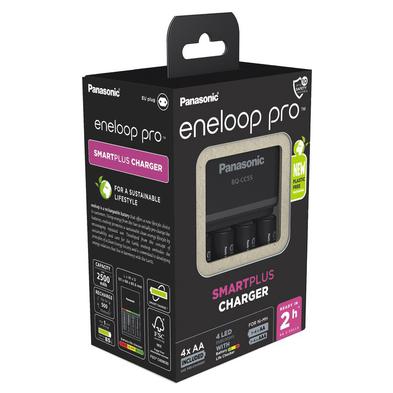 PACK ENELOOP CARGADOR BQ-CC55E Y 4 BATERÍAS ENELOOP PRO AA (2500mAh)
 2
