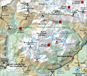 MAPA ALPINA 1:25.000. POSETS PERDIGUERO. PARQUE NATURAL POSETS Y MALADETA 2