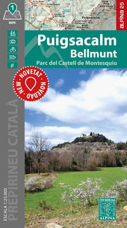 MAPA ALPINA 1:25.000 PUIGSACALM BELLMUNT. PARC DEL CASTELL DE MONTESQUIU (MAPA I GUIA)