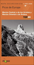 MAPA EXCURSIONISTA TOP 25. PICOS DE EUROPA MACIZO CENTRAL O DE LOS URRIELES Y MACIZO ORIENTAL O DE ÁNDARA 2