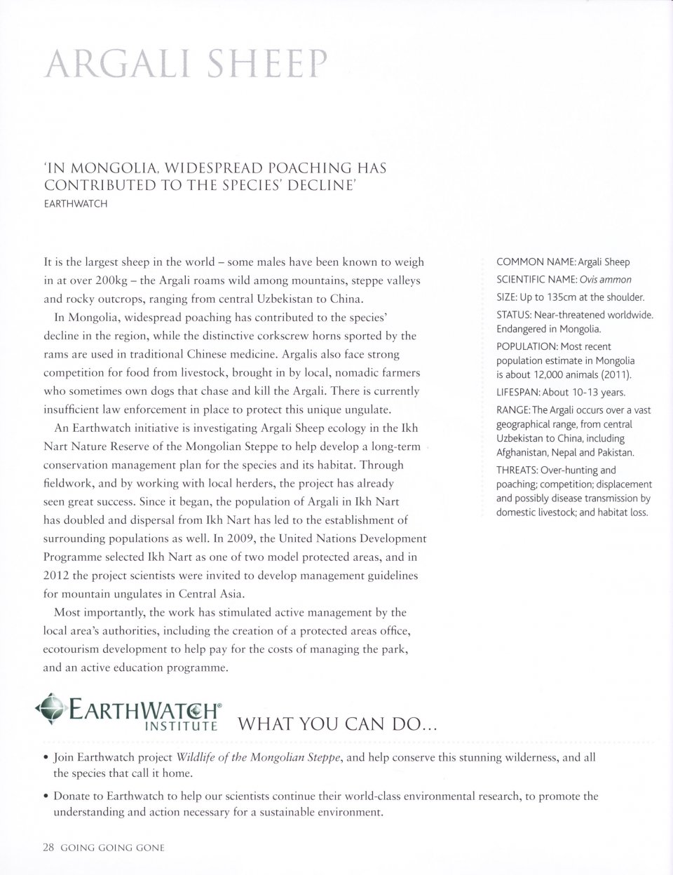 GOING, GOING, GONE. 100 ANIMALS AND PLANTS ON THE VERGE OF EXTINCTION 2