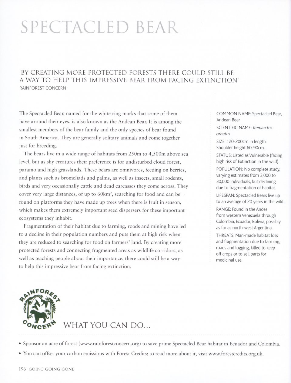 GOING, GOING, GONE. 100 ANIMALS AND PLANTS ON THE VERGE OF EXTINCTION 5