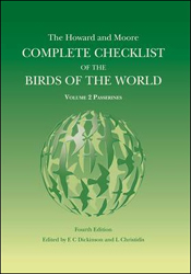 THE HOWARD AND MOORE COMPLETE CHECKLIST OF THE BIRDS OF THE WORLD VOL. 2 PASSERINES
