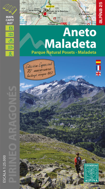 MAPA ALPINA 1:25.000. ANETO MALADETA. VALLES DE BENASQUE Y BARRAVÉS (MAPA Y GUIA) 1