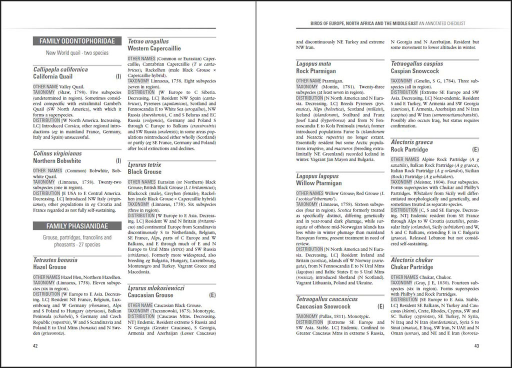 BIRDS OF EUROPE, NORTH AFRICA AND THE MIDDLE EAST. AN ANNOTATED CHECKLIST 2