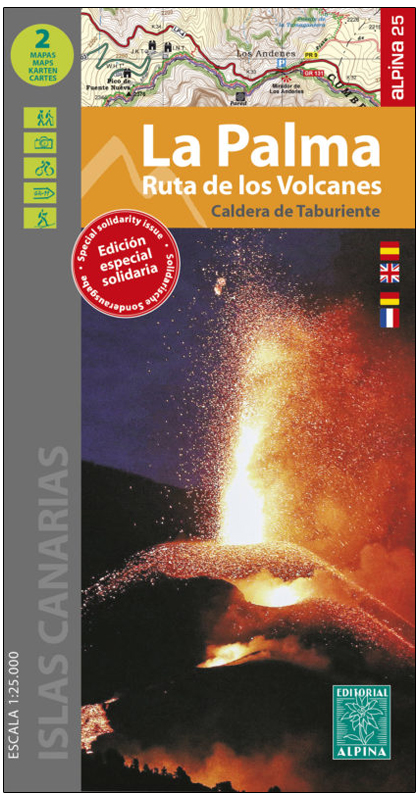 MAPA ALPINA 1:25.000 LA PALMA. RUTAS DE LOS VOLCANES. CALDERA DE TABURIENTE