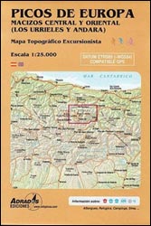 PICOS DE EUROPA MACIZOS CENTRAL Y ORIENTAL (LOS URRIELES Y ÁNDARA). MAPA TOPOGRÁFICO EXCURSIONISTA 2