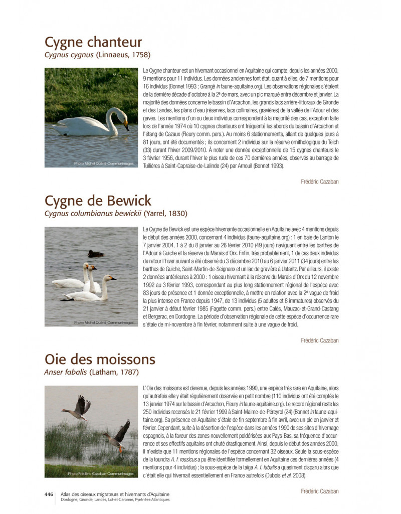 ATLAS DES OISEAUX MIGRATEURS ET HIVERNANTS D'AQUITAINE 2