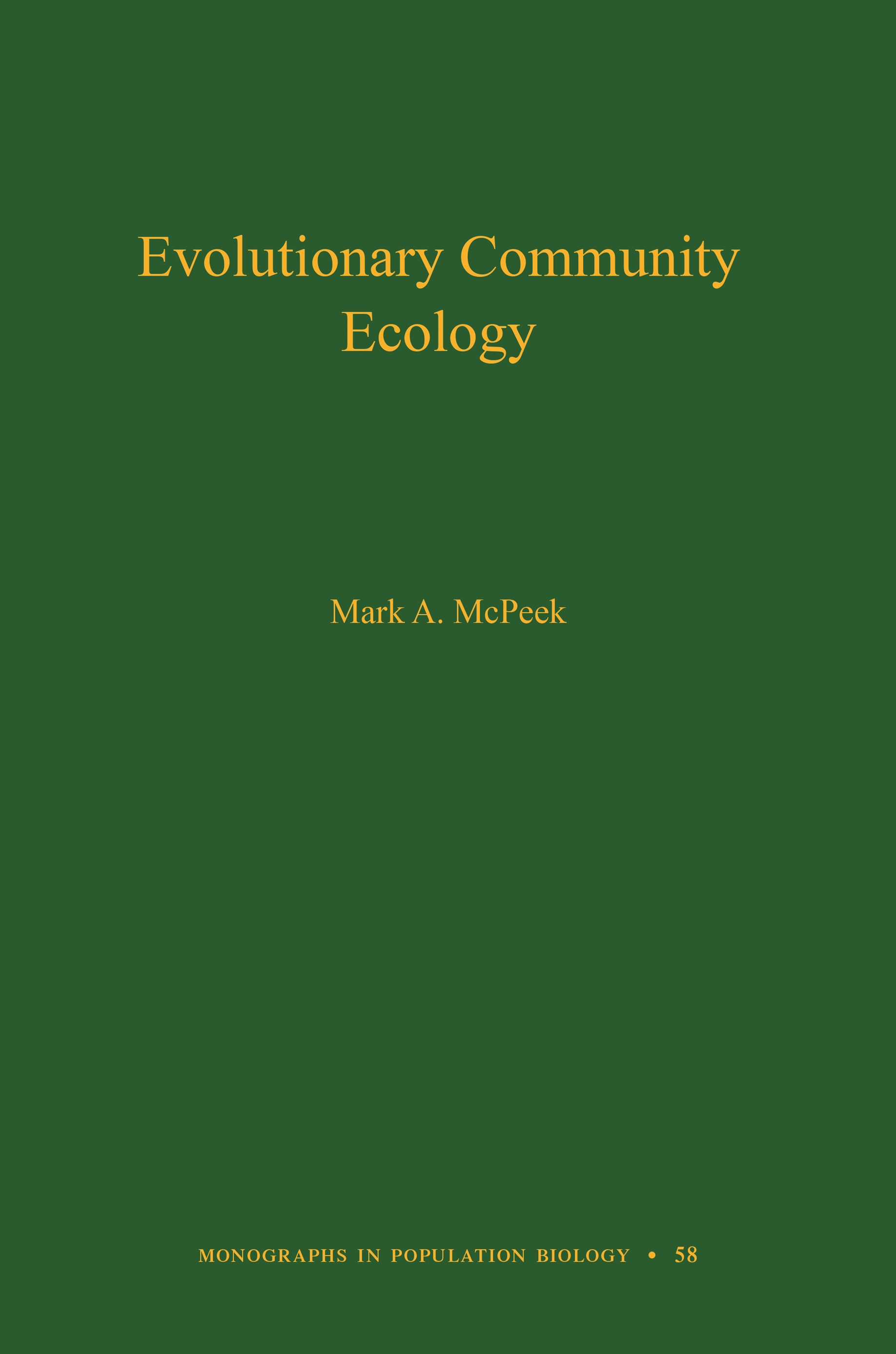EVOLUTIONARY COMMUNITY ECOLOGY