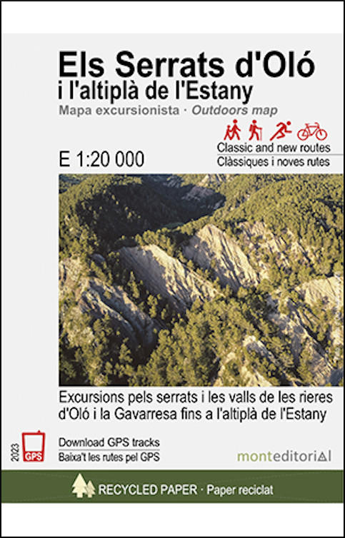 MAPA MONT EDITORIAL 1:20.000 ELS SERRATS D'OLÓ I L'ALTIPLÀ DE L'ESTANY. EXCURSIONS PELS SERRATS I LES VALLS DE LES RIERES D'OLÓ I  1