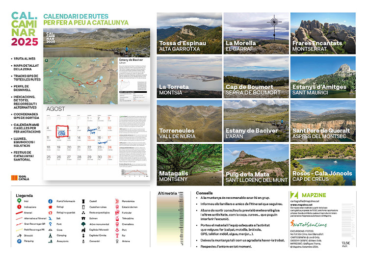 CALENDARI MAPZINE 2025 CAL CAMINAR. CALENDARI DE RUTES PER FER A PEU A CATALUNYA 2