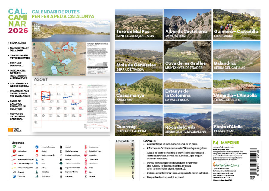 CALENDARI MAPZINE 2026 CAL CAMINAR. CALENDARI DE RUTES PER FER A PEU A CATALUNYA 2