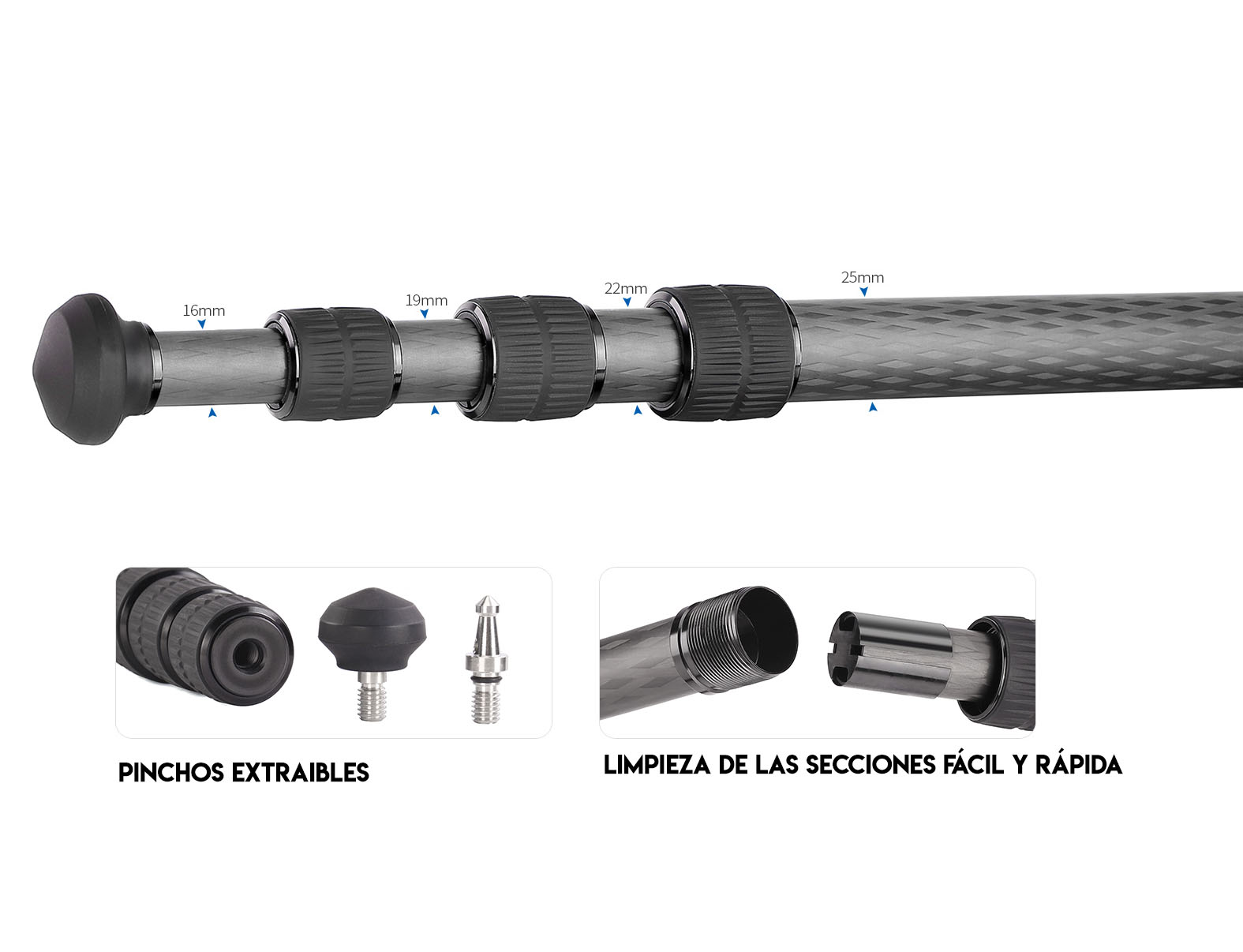 LEOFOTO TRÍPODE RANGER LS-254C DE FIBRA DE CARBONO 3