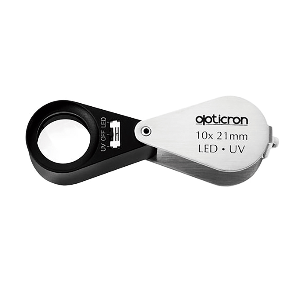 OPTICRON LUPA PLEGABLE DE CAMPO 10x METÁLICA CON LUZ LED BLANCA Y ULTRAVIOLETA 1