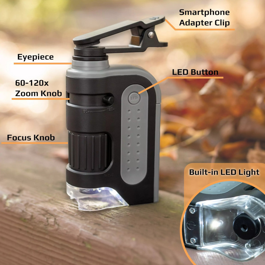 CARSON KIT MICROSCOPIO DE BOLSILLO MICROBRITE PRO 60-120X + ADAPTADOR DIGISCOPING 3