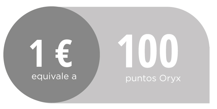 La equivalencia es 100 puntos Oryx 1 ¤