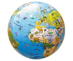 GLOBO HINCHABLE DEL MUNDO CON ANIMALES 30 CM  
