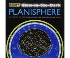 PLANISPHERE GLOW IN THE DARK FOR LATITUDE 51.5 N  BRITISH ISLES, NORTHERN EUROPE, NORTHERN USA AND CANADA