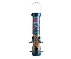FLF-S2B \'FLO FESTIVAL\' COMEDERO TUBULAR PARA AVES SILVESTRES MEDIANO PARA MEZCLA DE SEMILLAS METÁLICO DE GRAN CAPACIDAD BLUE