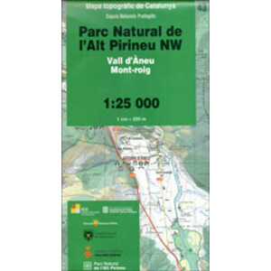 MAPA TOPOGRÀFIC DE CATALUNYA. PARC NATURAL DE L'ALT PIRINEU NW. VALL D'ÀNEU MONT-ROIG. ESPAIS NATURALS PROTEGITS