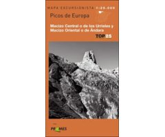 MAPA EXCURSIONISTA TOP 25. PICOS DE EUROPA MACIZO CENTRAL O DE LOS URRIELES Y MACIZO ORIENTAL O DE ÁNDARA 2
