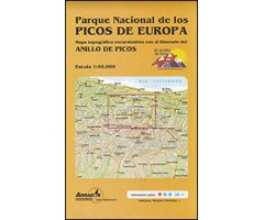 PARQUE NACIONAL DE LOS PICOS DE EUROPA. MAPA TOPOGRÁFICO Y EXCURSIONISTA CON EL ITINERARIO DEL ANILLO DE PICOS 2