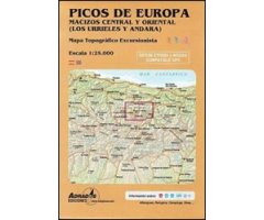 PICOS DE EUROPA MACIZOS CENTRAL Y ORIENTAL (LOS URRIELES Y ÁNDARA). MAPA TOPOGRÁFICO EXCURSIONISTA 2