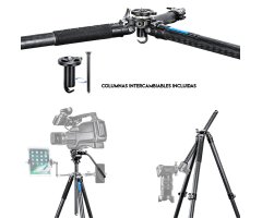LEOFOTO KIT TRÍPODE DE FIBRA DE CARBONO MANBA LV-284C Y RÓTULA FLUIDA BV-5 8