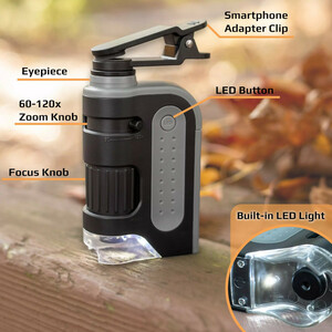 CARSON KIT MICROSCOPIO DE BOLSILLO MICROBRITE PRO 60-120X + ADAPTADOR DIGISCOPING 3